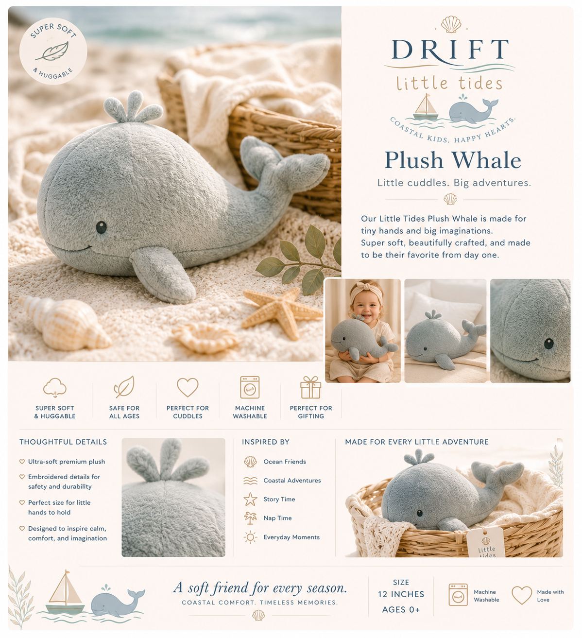 DRIFT Little Tides™ Plush Whale